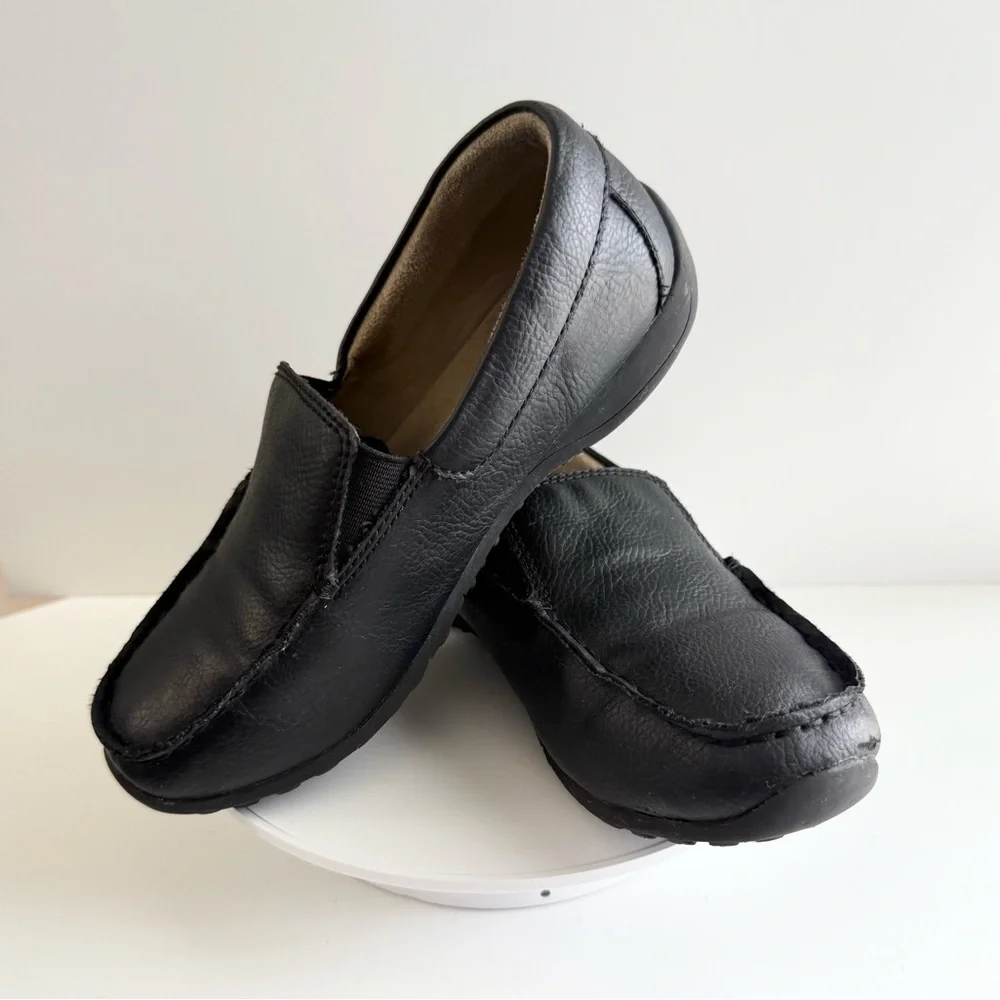 Kids’ Black Leather Loafers